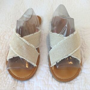 Toms Viv Natural Metallic Jute Slip On Sandals Size 9